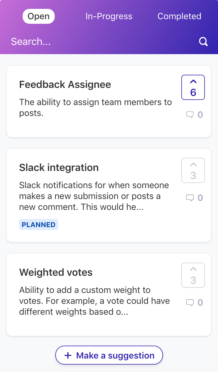Acute feedback widget