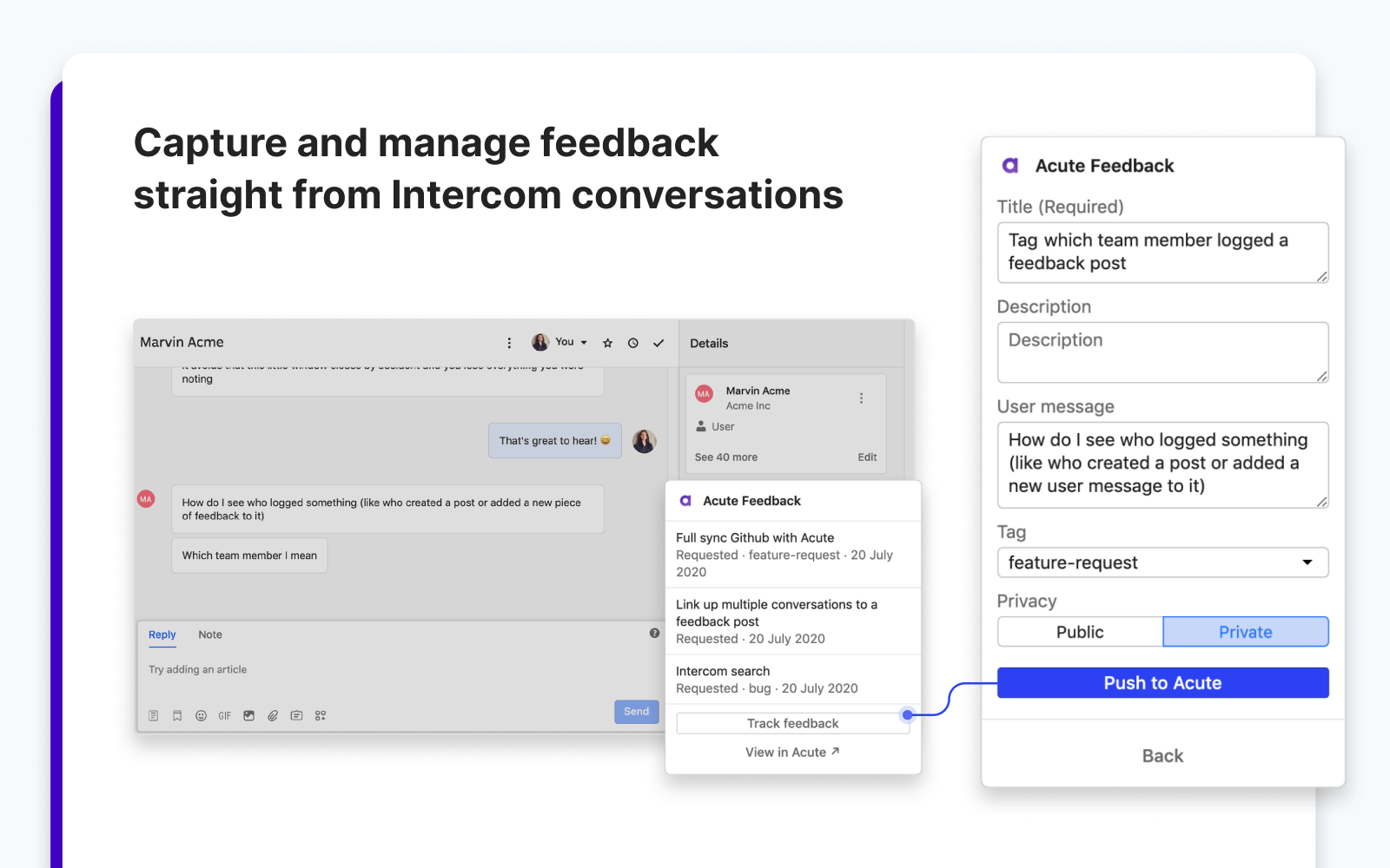 Acute Feedback in Intercom inbox